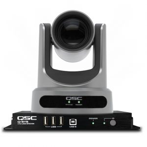 qsc q-sys av-to-usb bridge with ptz ip cameras